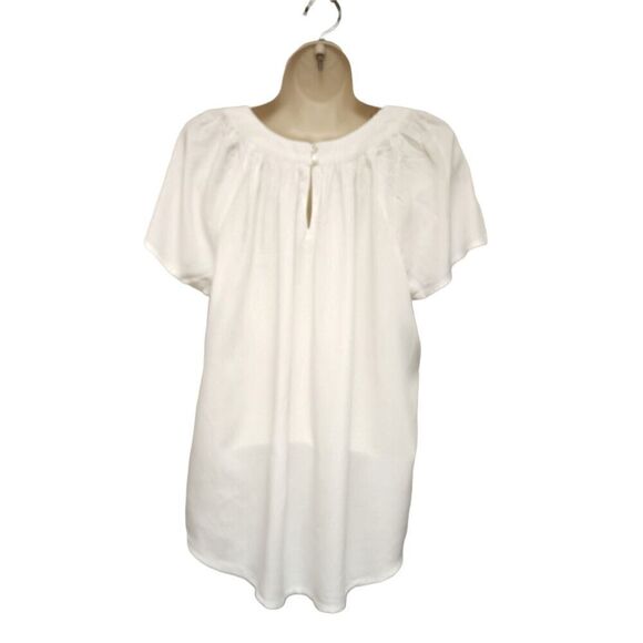 St. John’s Bay Short Sleeve Blouse Color White Size LP - Picture 3 of 8